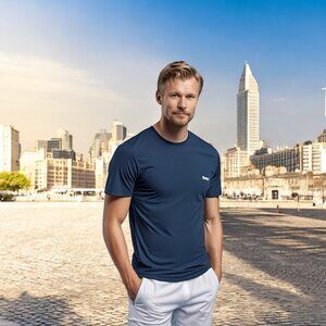 BOSS Stretch Cotton T-Shirt Men’s Navy Blue Short Sleeve Tee Size L NWOT